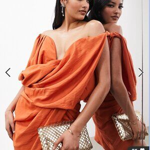 NWT ASOS EDITION Memory Draped Structure Off Shoulder Mini Dress